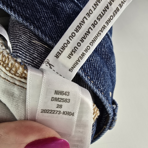 Madewell Baggy Straight Jeans Dark Worn Indigo Wash Blue Denim Cotton Hemp Sz 28 - Picture 13 of 14